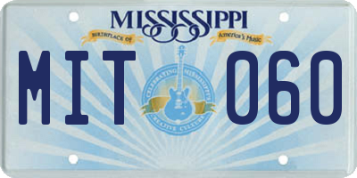 MS license plate MIT060