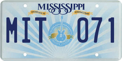 MS license plate MIT071