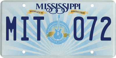 MS license plate MIT072