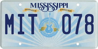MS license plate MIT078
