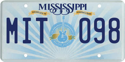 MS license plate MIT098