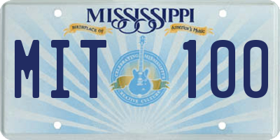 MS license plate MIT100