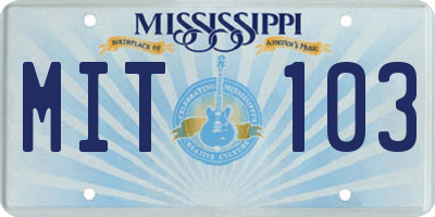 MS license plate MIT103