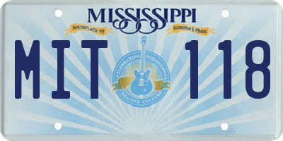 MS license plate MIT118