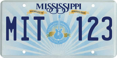 MS license plate MIT123