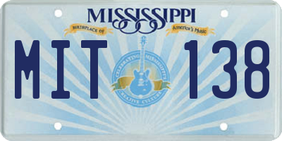 MS license plate MIT138