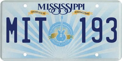 MS license plate MIT193