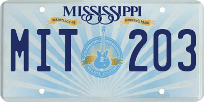 MS license plate MIT203