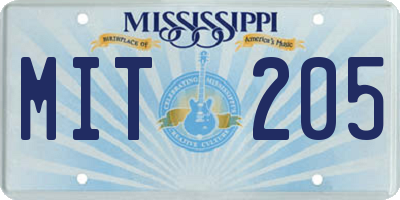 MS license plate MIT205