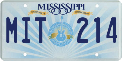 MS license plate MIT214