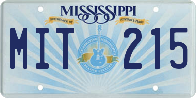 MS license plate MIT215