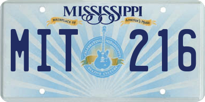 MS license plate MIT216