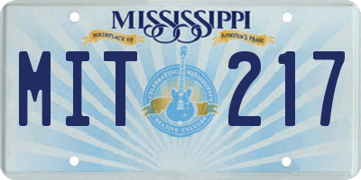 MS license plate MIT217