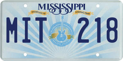 MS license plate MIT218