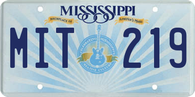 MS license plate MIT219