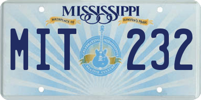 MS license plate MIT232