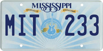 MS license plate MIT233