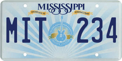 MS license plate MIT234