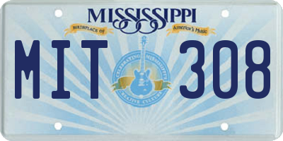 MS license plate MIT308