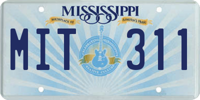 MS license plate MIT311