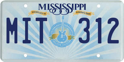 MS license plate MIT312