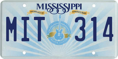 MS license plate MIT314