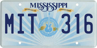 MS license plate MIT316