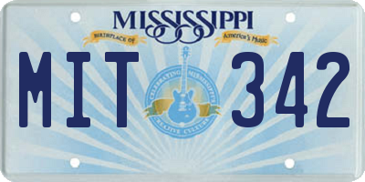 MS license plate MIT342