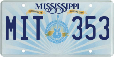 MS license plate MIT353