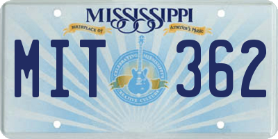 MS license plate MIT362