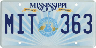 MS license plate MIT363