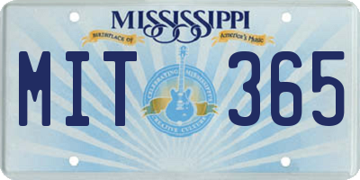 MS license plate MIT365