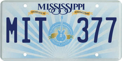 MS license plate MIT377