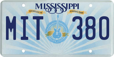 MS license plate MIT380