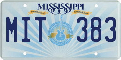 MS license plate MIT383