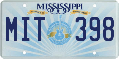 MS license plate MIT398