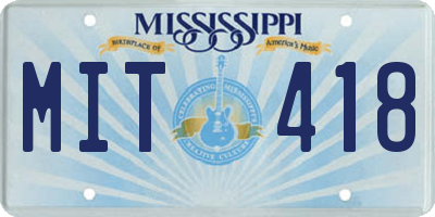 MS license plate MIT418