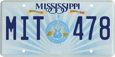 MS license plate MIT478