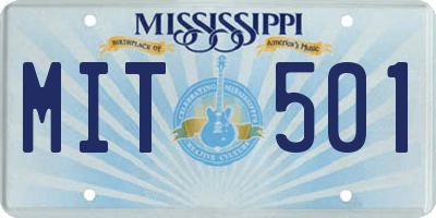 MS license plate MIT501