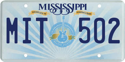 MS license plate MIT502