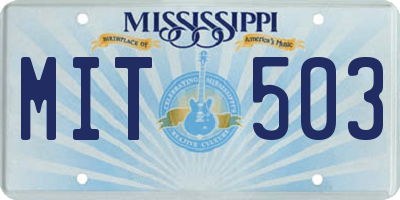 MS license plate MIT503