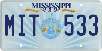 MS license plate MIT533