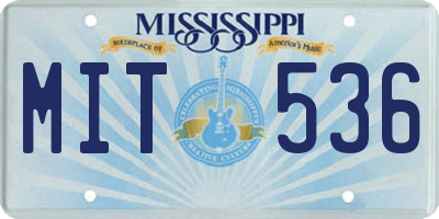 MS license plate MIT536