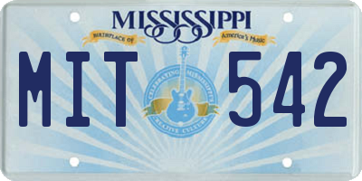 MS license plate MIT542