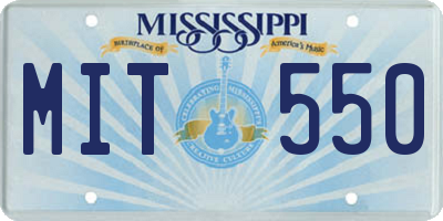 MS license plate MIT550