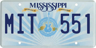 MS license plate MIT551