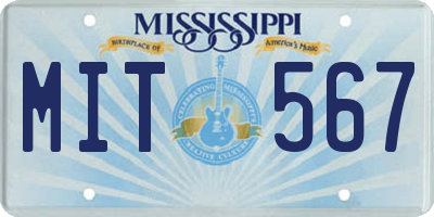 MS license plate MIT567