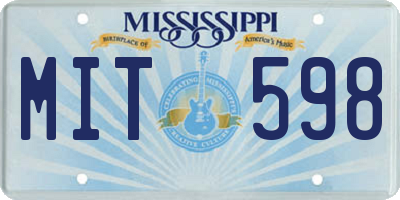 MS license plate MIT598