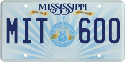 MS license plate MIT600