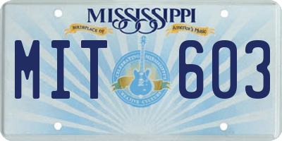 MS license plate MIT603